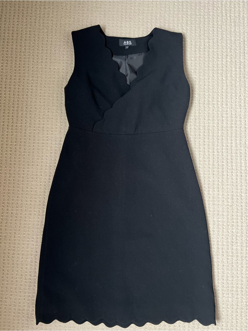 ABS by Allen Schwartz Black Scallop Sheath Dress